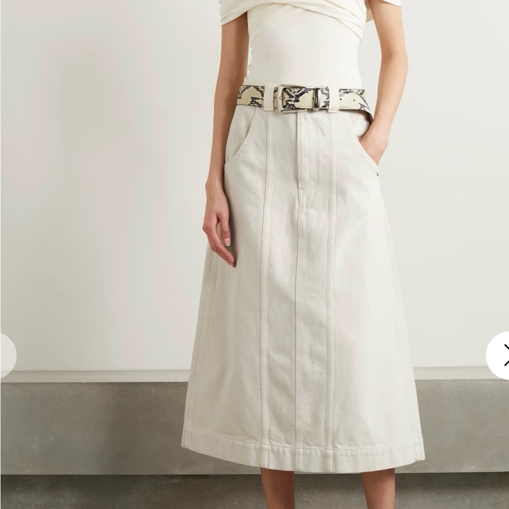 Khaite Caroline Canvas Midi Skirt, White Denim, size 24 - Picture 1 of 11